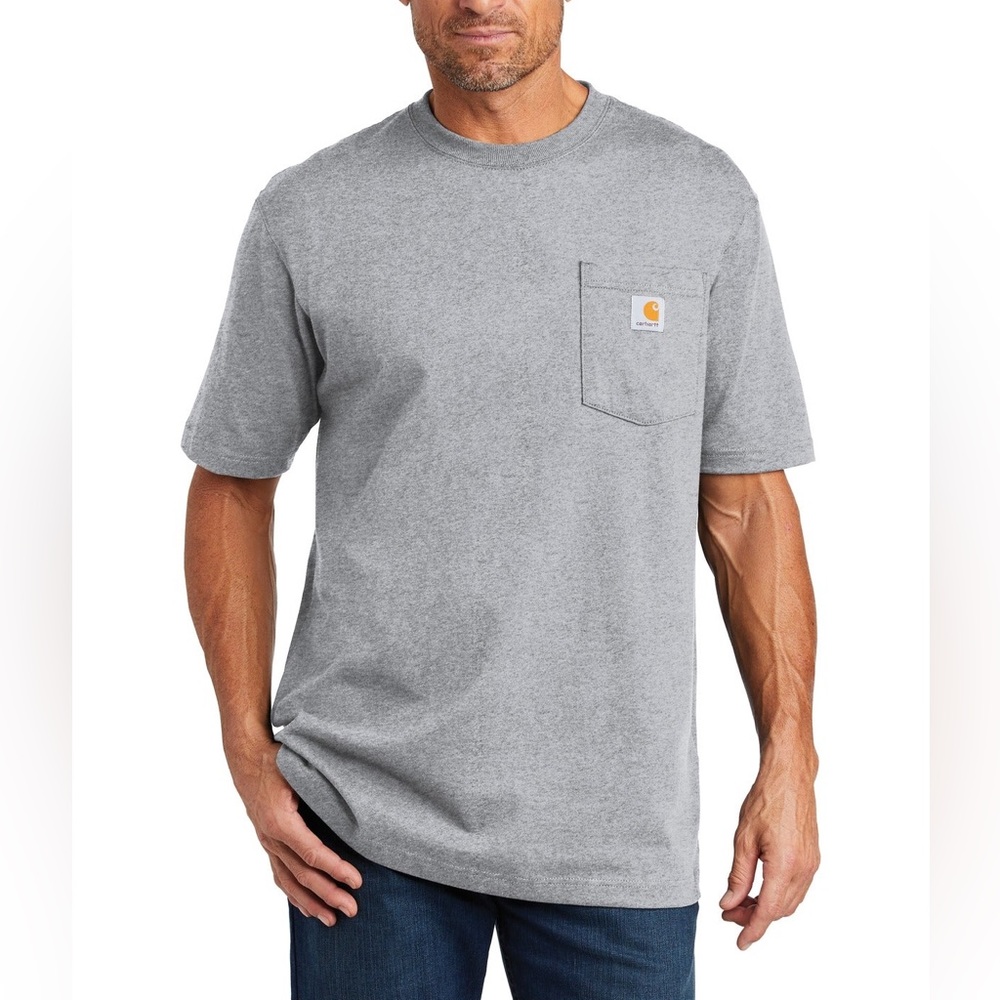 Carhartt Men’s tall original fit Workwear Pocket Heather Grey T-Shirt -Large